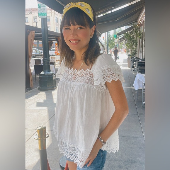 022 Boho White Lace Flowy Oversized Blouse - Picture 4 of 10